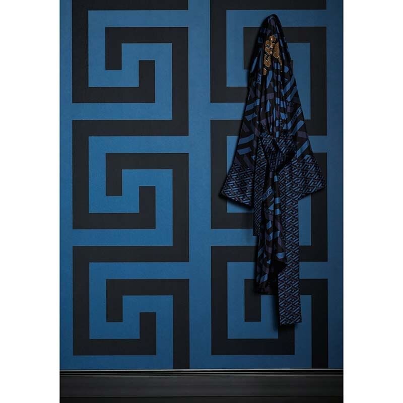 Tapete Blau, Schwarz, Anthrazit VERSACE Satintapete (386093)