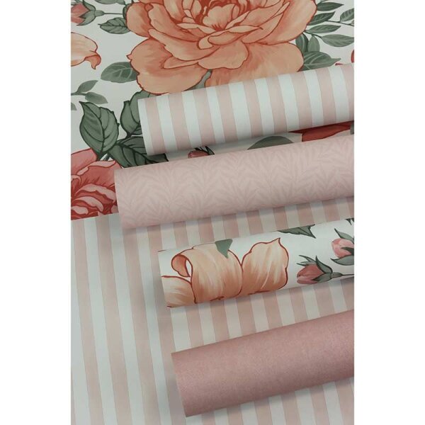 Tapete Pastellfarben, Rosa, Weiß Rasch Vliestapete (252750)