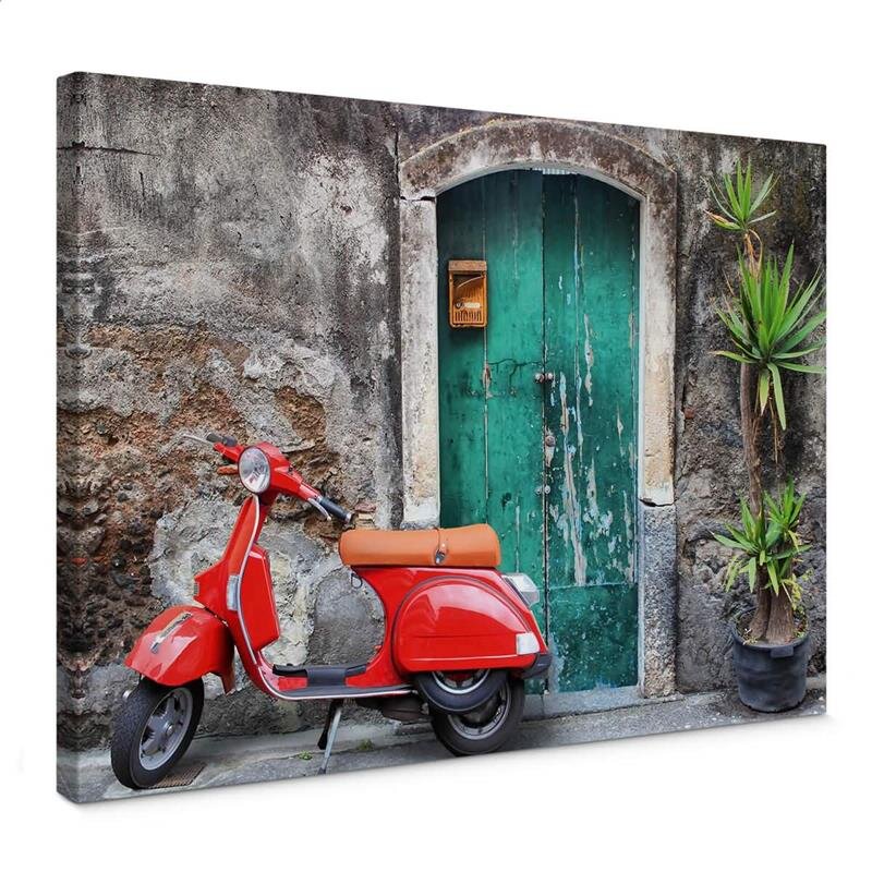 A.S. Création Leinwandbild Red Scooter Größe 70cm x 50cm