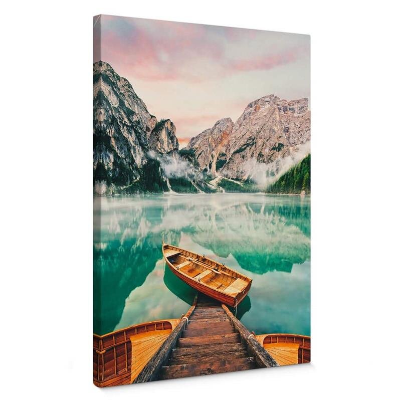 A.S. Création Leinwandbild Lago di Braies Größe 50cm x 70cm