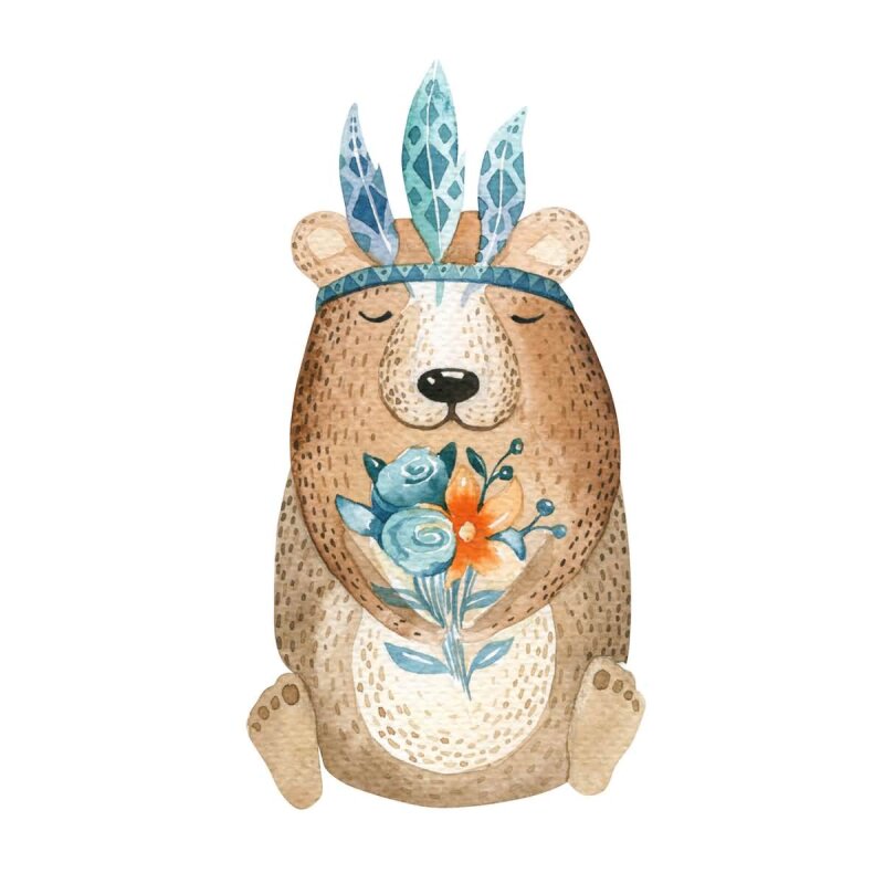 A.S. Création Leinwandbild Hippy Bear Größe 50cm x 70cm