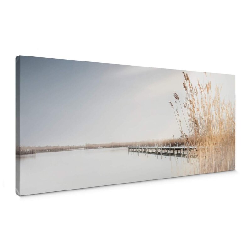 A.S. Création Leinwandbild ReedsOnTheLake Größe 100cm x 40cm