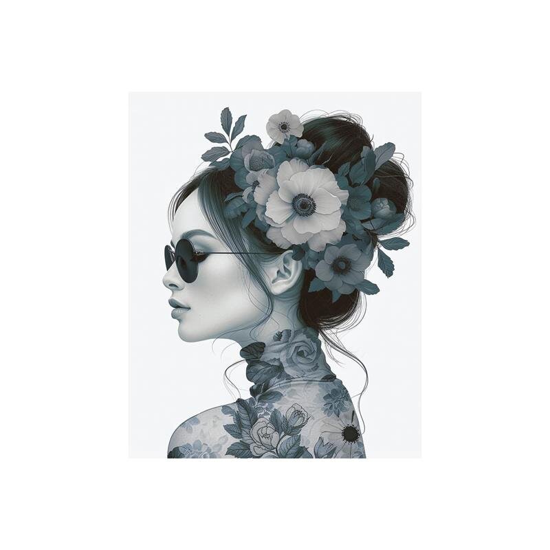 A.S. Création Leinwandbild Flowergirl Blue Größe 40cm x 50cm