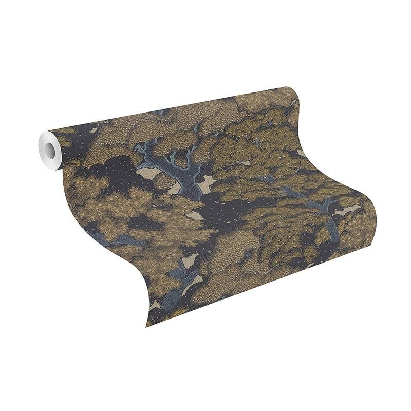 Tapete Blau, Gold, Kupfer Rasch Vliestapete (477214)