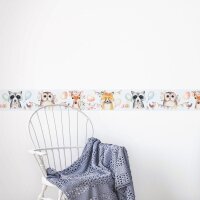 Bord&uuml;re Blau, Bunt Marburg Vlies (45893)