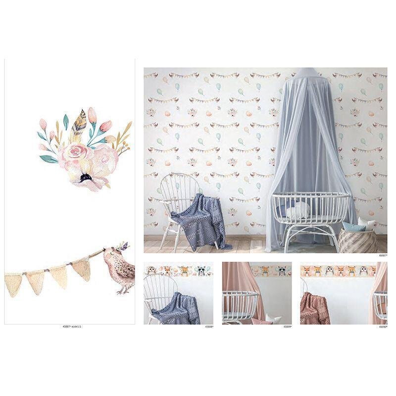 Bordüre Beige, Creme, Bunt, Rosa, Rose Marburg Vlies (45889)