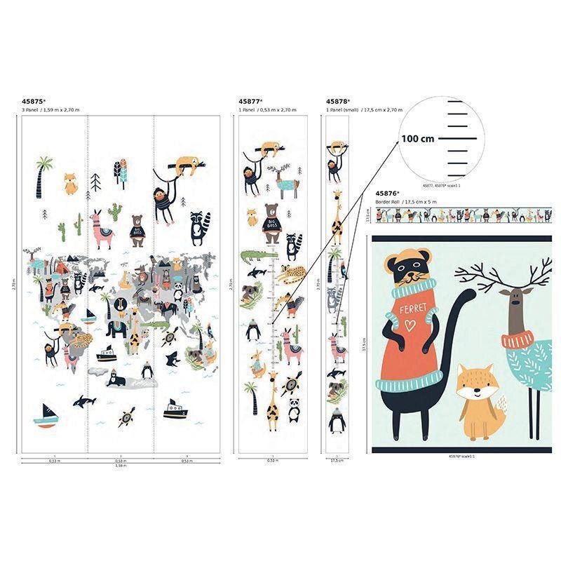 Bordüre Blau, Bunt Marburg Vlies (45876)