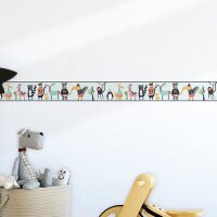 Bord&uuml;re Blau, Bunt Marburg Vlies (45876)