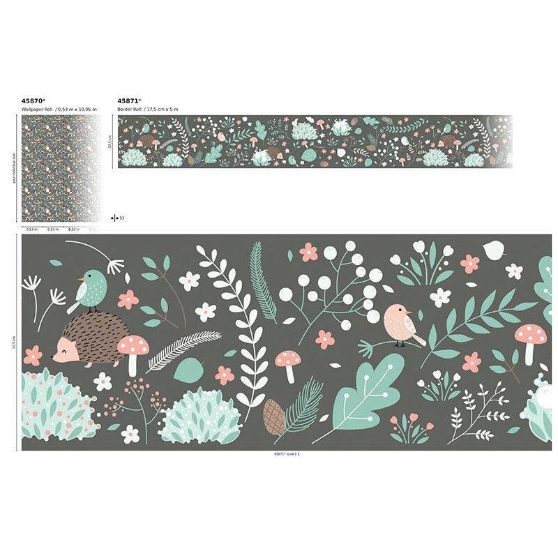 Bordüre Grün, Schwarz, Anthrazit Marburg Vlies (45871)