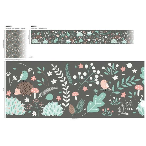 Tapete Grün, Schwarz, Anthrazit Marburg Vliestapete (45870)