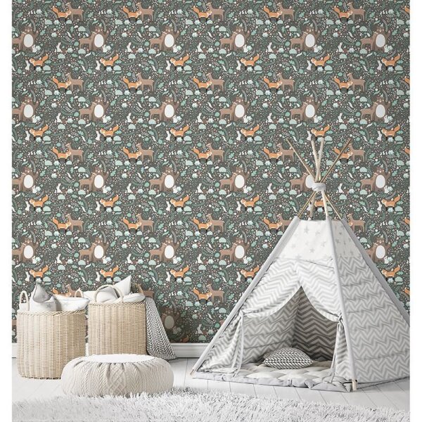 Tapete Grün, Schwarz, Anthrazit Marburg Vliestapete (45870)