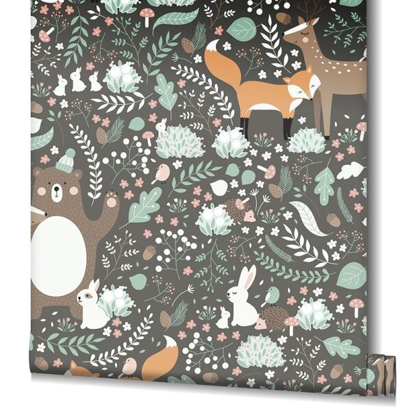 Tapete Grün, Schwarz, Anthrazit Marburg Vliestapete (45870)