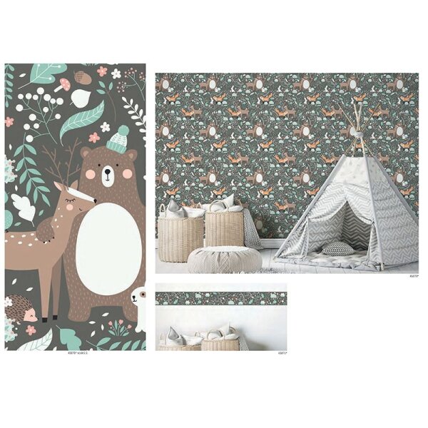 Tapete Grün, Schwarz, Anthrazit Marburg Vliestapete (45870)