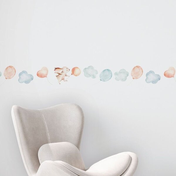 Bordüre Beige, Creme, Blau, Rosa, Rose Marburg Vlies (45868)