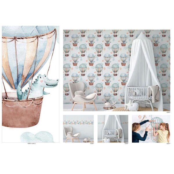 Bordüre Beige, Creme, Blau, Rosa, Rose Marburg Vlies (45868)