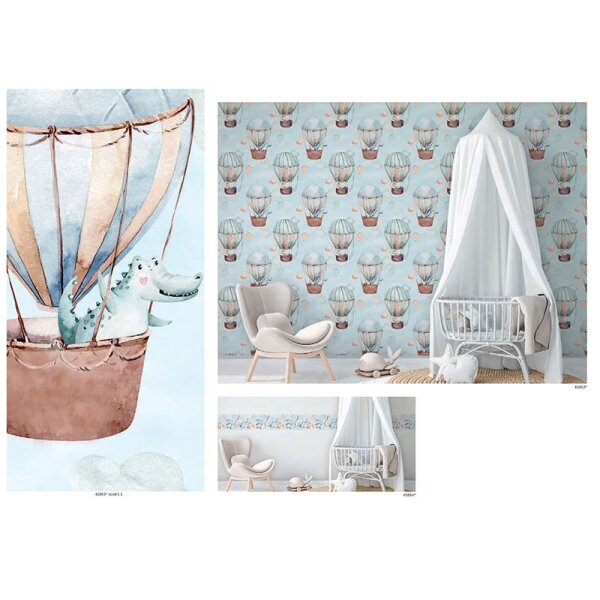 Bordüre Blau, Bunt Marburg Vlies (45864)