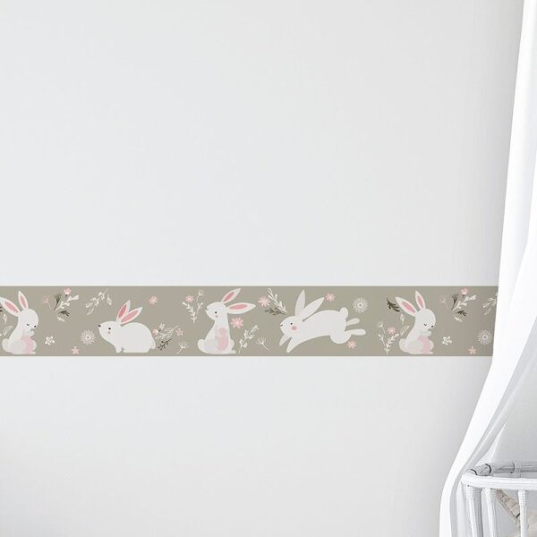 Bordüre Greige, Rosa, Rose Marburg Vlies (45862)