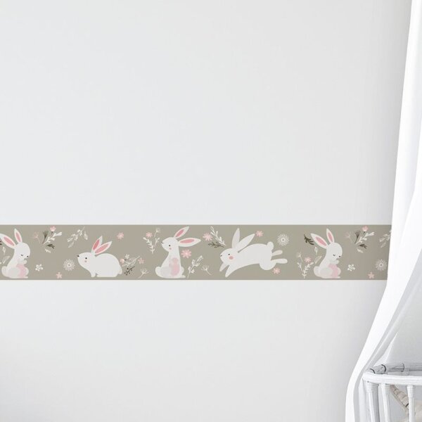 Bordüre Greige, Rosa, Rose Marburg Vlies (45862)