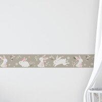 Bord&uuml;re Greige, Rosa, Rose Marburg Vlies (45862)