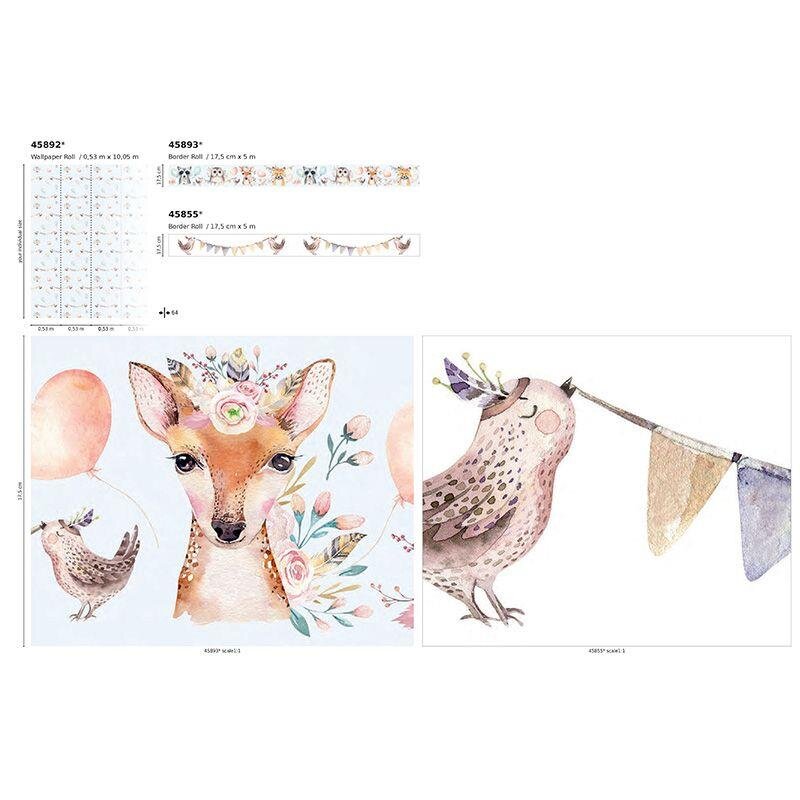 Bordüre Blau, Braun, Gelb, Vanille Marburg Vlies (45855)