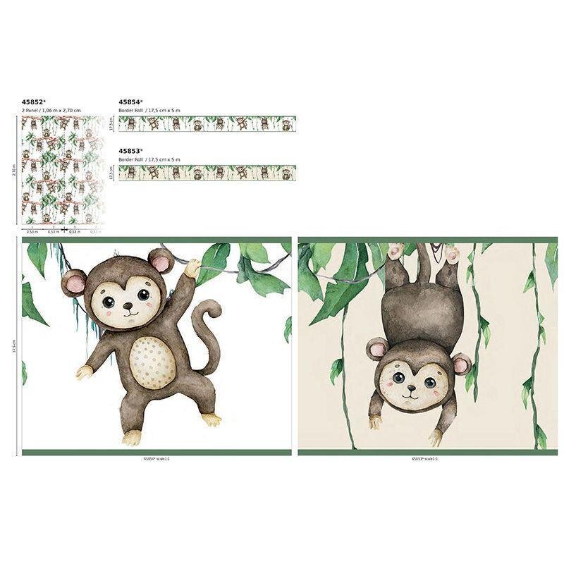 Bordüre Beige, Creme, Braun, Grün Marburg Vlies (45853)