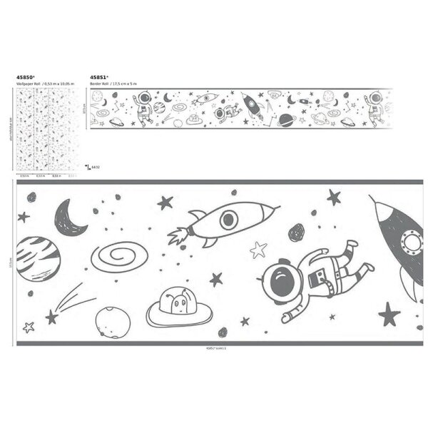 Bordüre Grau, Silber Marburg Vlies (45851)