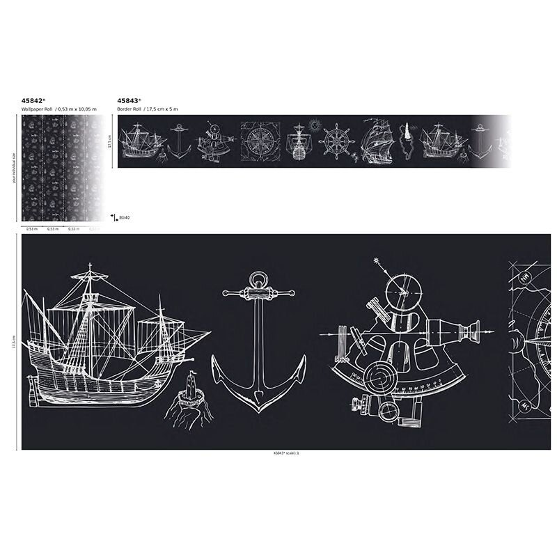 Tapete Schwarz-Weiß Marburg Vliestapete (45842)