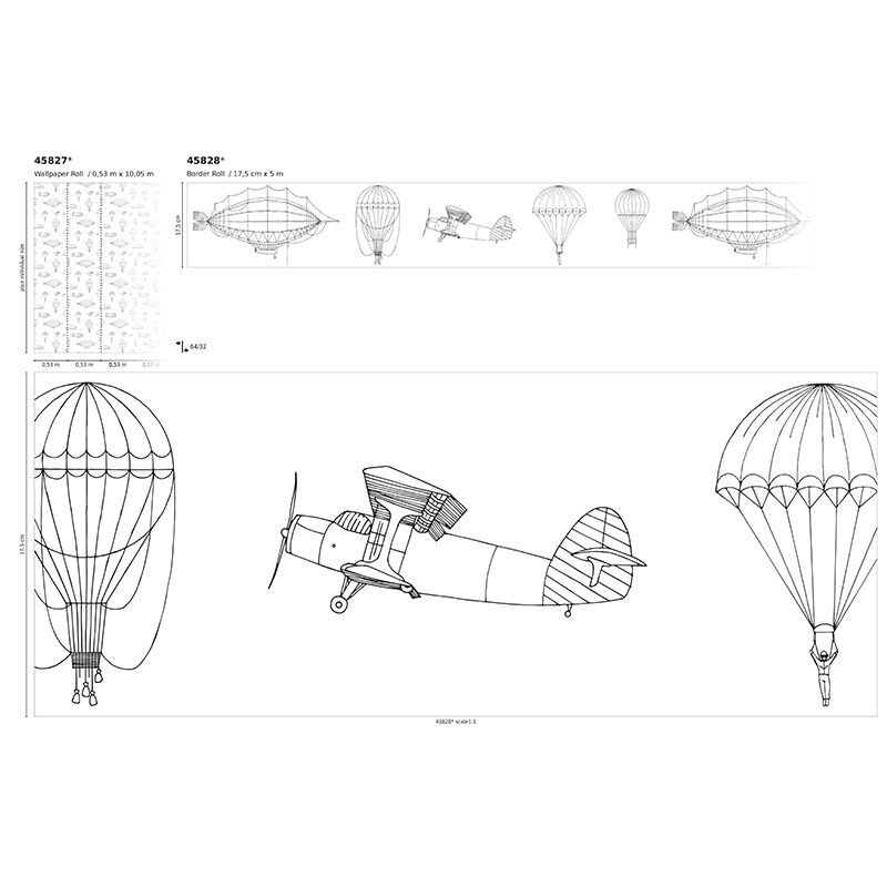 Bordüre Schwarz-Weiß Marburg Vlies (45828)