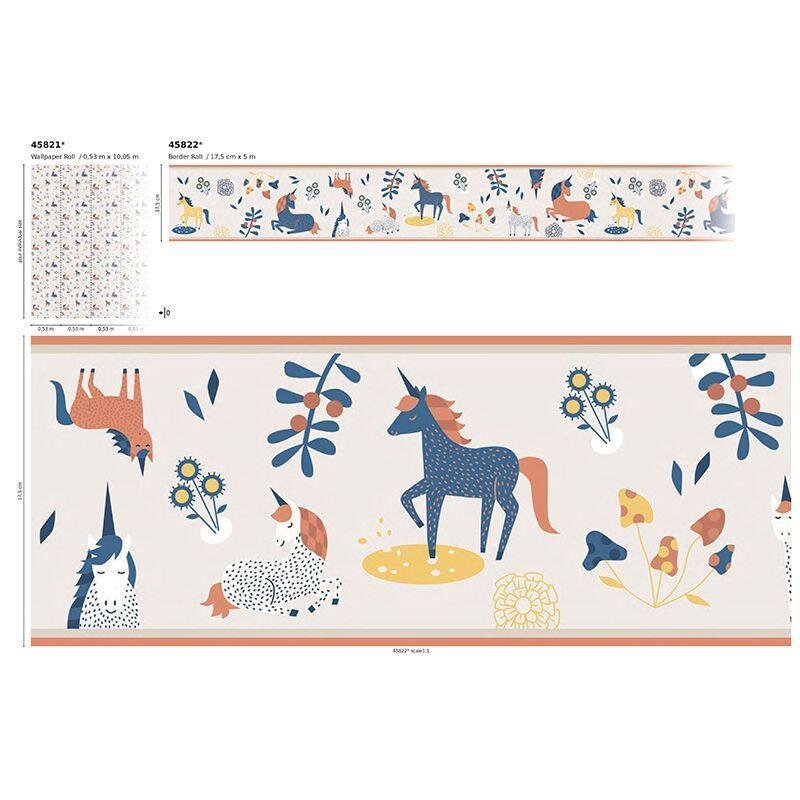 Bordüre Blau, Braun, Greige Marburg Vlies (45822)