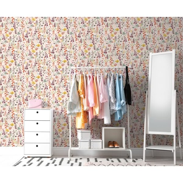 Florale Tapete Aquarelloptik Braun Beige – Blumen Vliestapete natürlich verspielt AS-Creation (396062)