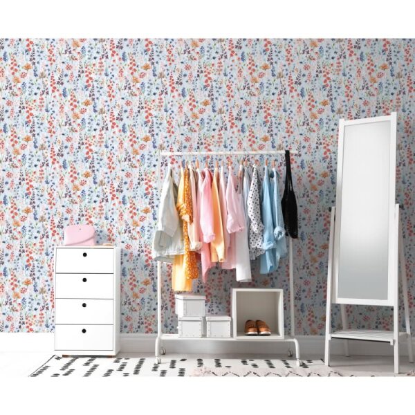 Florale Tapete Aquarelloptik Apricot Flieder – Bunte Vliestapete mit Blumen AS-Creation (396063)