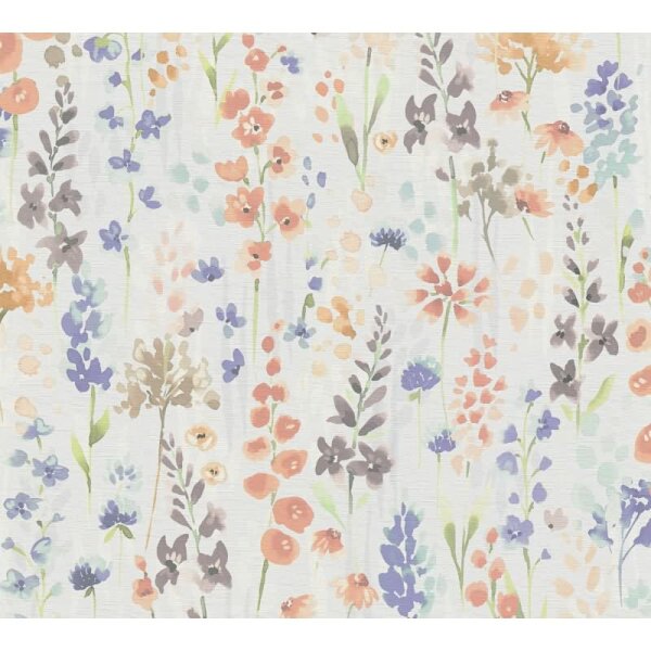 Florale Tapete Aquarelloptik Apricot Flieder – Bunte Vliestapete mit Blumen AS-Creation (396063)
