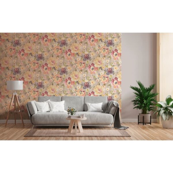 Florale Muster Tapete Aquarelloptik Pastellfarben - Vlies Tapete Blumen Vintage-Stil AS-Creation (396072)