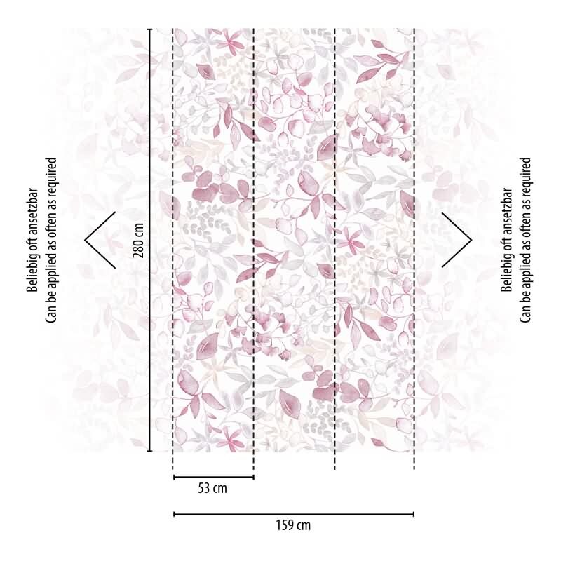 Botanische Foto Tapete Rosa Beige Weiß – Vliestapete mit Blättermotiv in Aquarelloptik AS-Creation (396922)