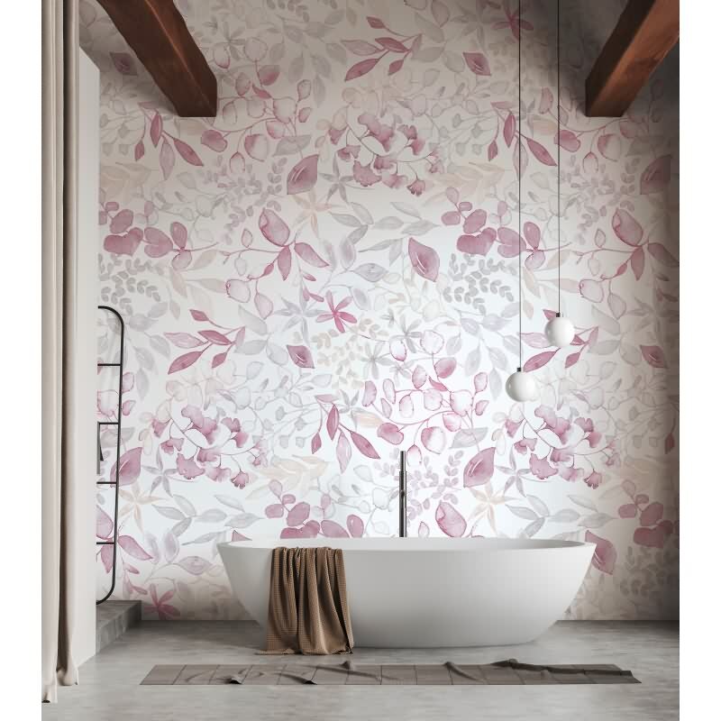 Botanische Foto Tapete Rosa Beige Weiß – Vliestapete mit Blättermotiv in Aquarelloptik AS-Creation (396922)
