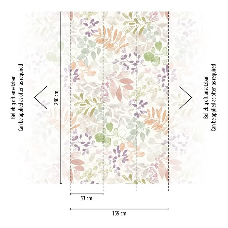 Botanische Foto Tapete Beige Grün Rosé-Violett – Vliestapete mit Blättermotiv Aquarelloptik AS-Creation (396931)