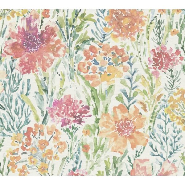 Florale Mustertapete Weiß Rot Orange – Vliestapete mit Aquarell-Blumenmotiv AS-Creation (396951)