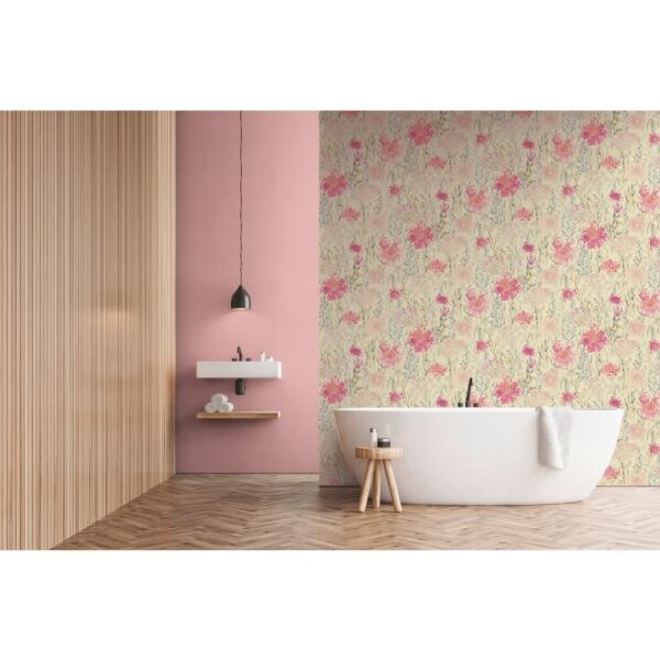 Florale Tapete Weiß Rosa Violett – Vliestapete mit Aquarell-Blumenmuster zart AS-Creation (396952)