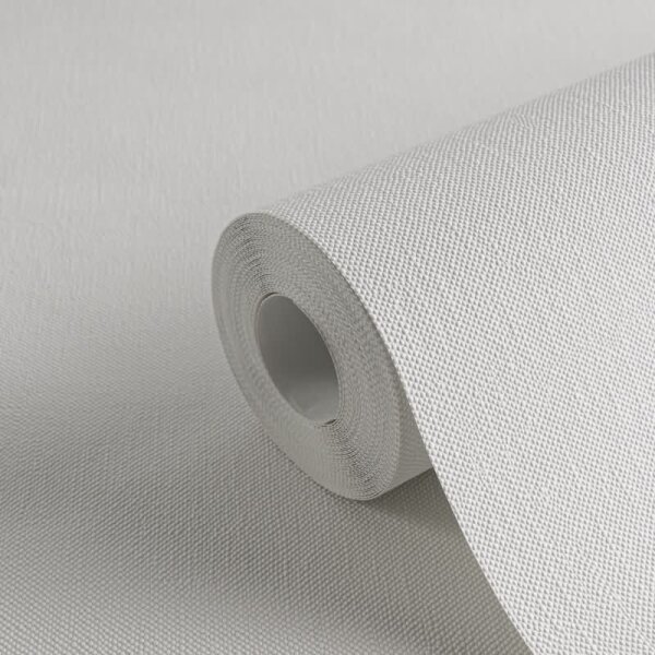 Uni Tapete mit Leinen Struktur Cremeweiß – Einfarbige Vlies Tapete in Stoffoptik AS-Creation (298270)
