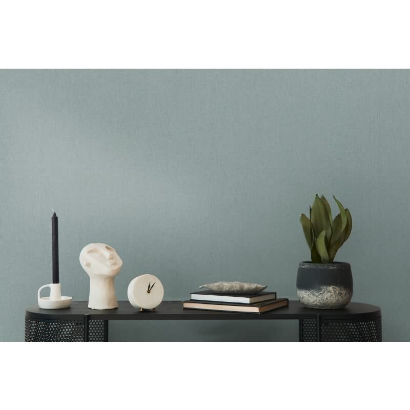 Unitapete mit Leinenstruktur Salbeigrün – Einfarbige Vliestapete in Stoffoptik AS-Creation (363796)