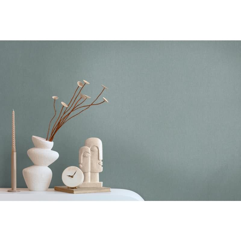 Unitapete mit Leinenstruktur Salbeigrün – Einfarbige Vliestapete in Stoffoptik AS-Creation (363796)