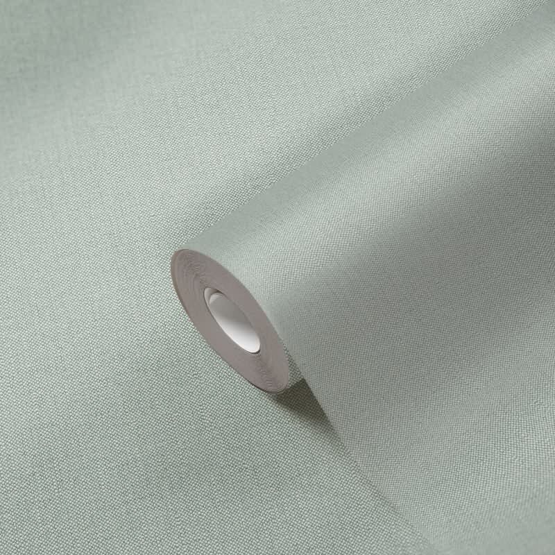 Uni Tapete mit Leinen Struktur Mintgrün – Einfarbige Vlies Tapete in Stoffoptik AS-Creation (363797)