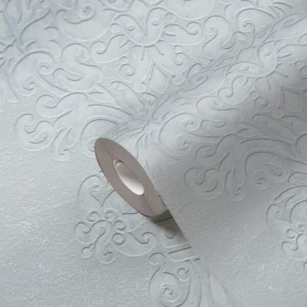 Barock-Tapete mit Ornamenten Hellgrau Silber – Vliestapete edel – Mustertapete AS-Creation (397653)