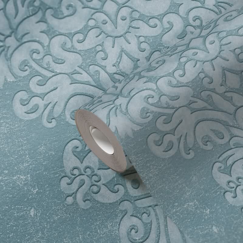 Barock-Tapete mit Ornamenten Blau Silber – Vliestapete klassisch – Mustertapete AS-Creation (397654)