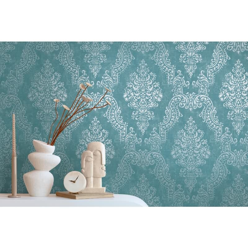 Barock-Tapete mit Ornamenten Blau Silber – Vliestapete klassisch – Mustertapete AS-Creation (397654)