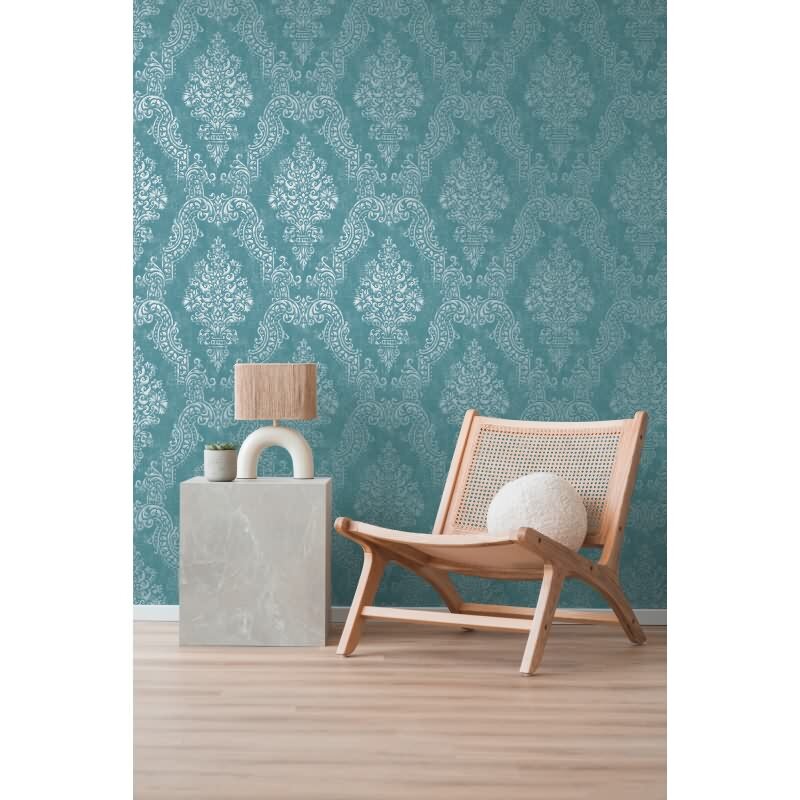 Barock-Tapete mit Ornamenten Blau Silber – Vliestapete klassisch – Mustertapete AS-Creation (397654)