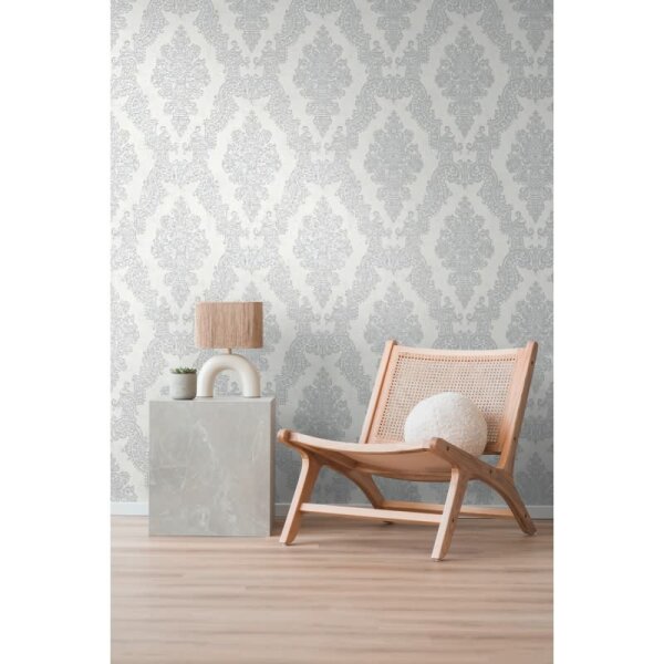 Barock Tapete mit Ornamenten Weiß Grau – Vlies Tapete stilvoll – Muster Tapete AS-Creation (397655)