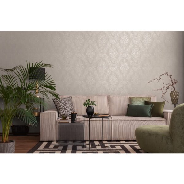 Barock-Tapete mit Ornamenten Beige Silber – Vliestapete edel – Mustertapete AS-Creation (397656)