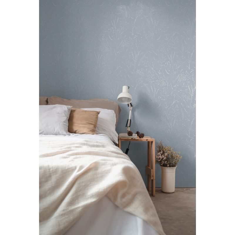 Florale Mustertapete Blau Grau – Vliestapete mit Gräser Motiv – Strukturtapete dezent AS-Creation (397663)