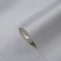 Florale Mustertapete Blau Grau &ndash; Vliestapete mit...